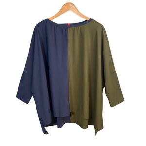 IC Collection by Connie K Colorblock Asymmetrical Tunic Top XL Lagenlook Artsy